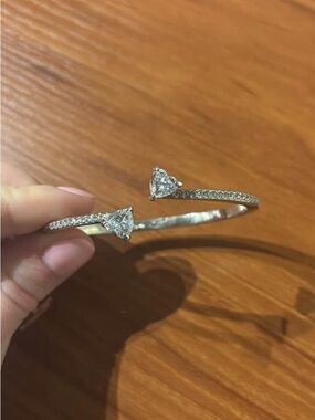 Swarovski Silver Open Cuff Bracelet with Triangle Crystal Ends